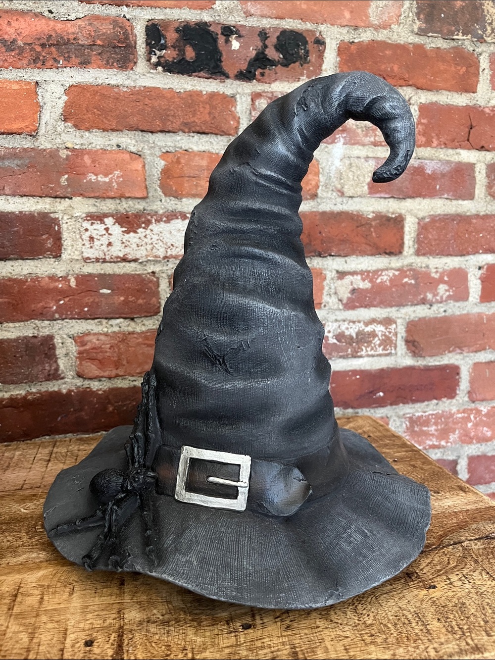 Black Witch Hat Decorative Accent -with spider